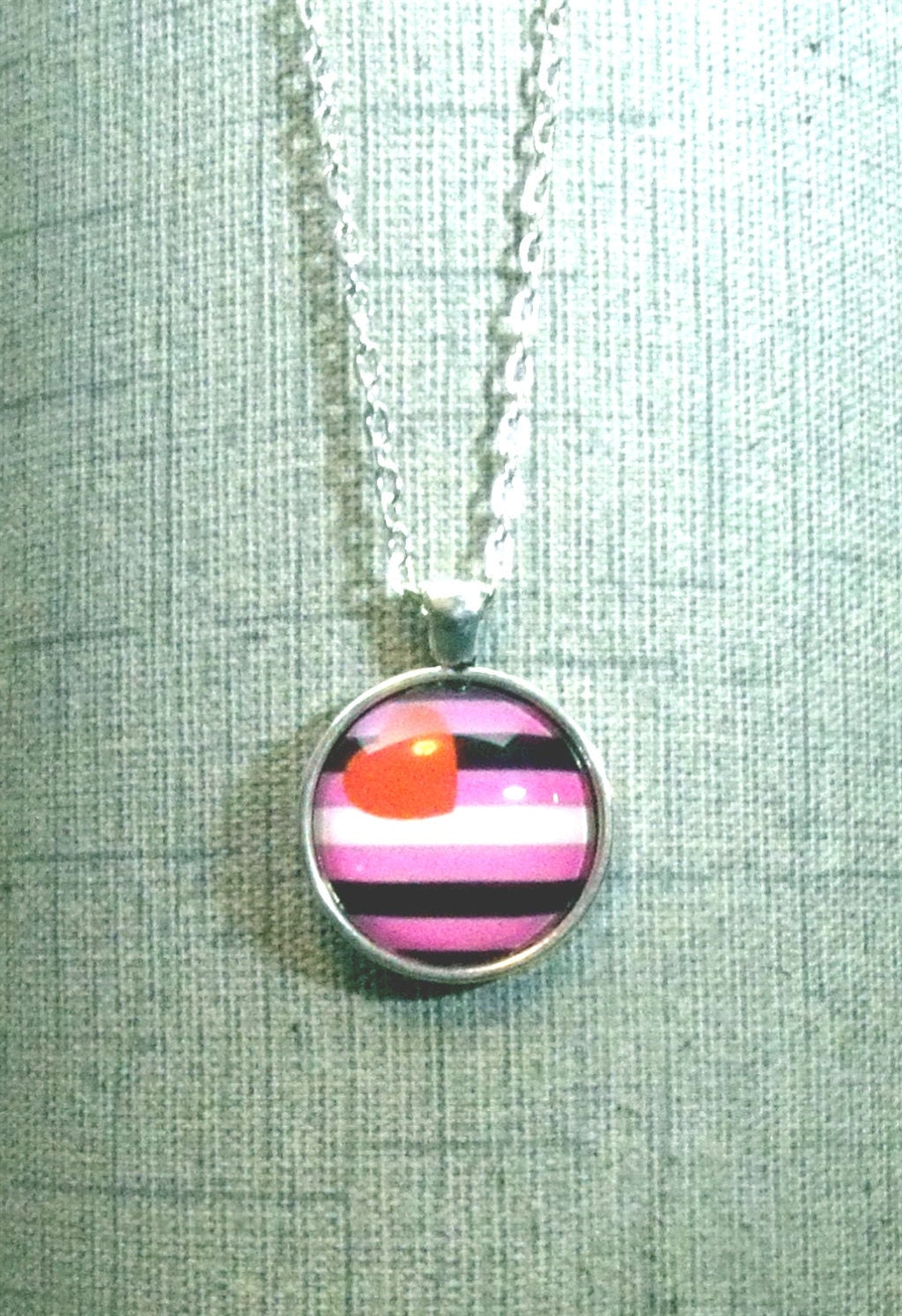 Leather Girl Pride Round Pendant Necklace