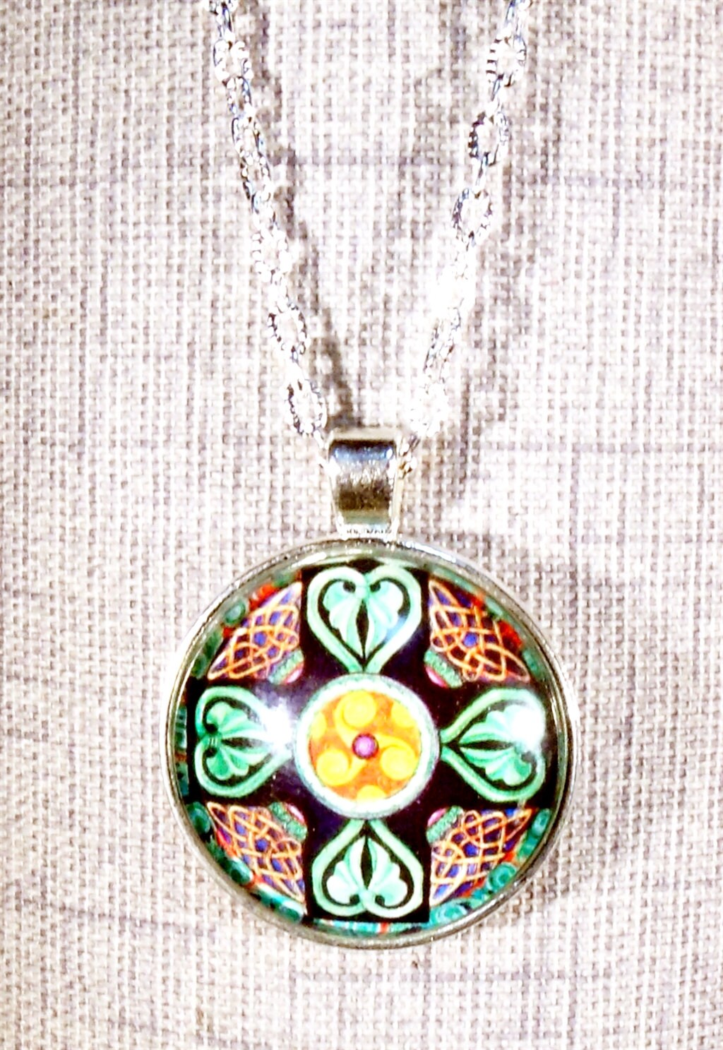Celtic Style Triskelion Round Pendant Necklace