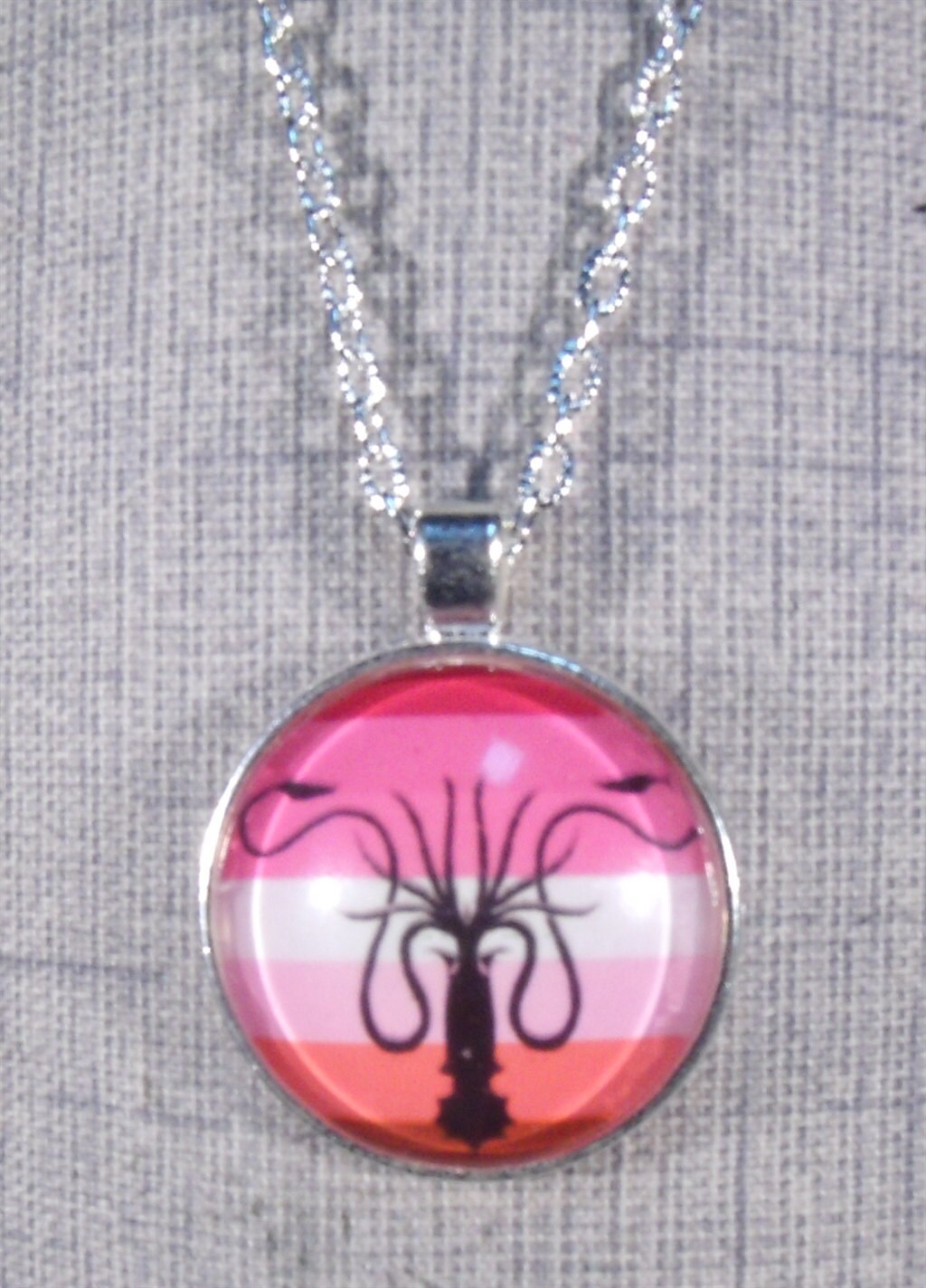 GOT Greyjoy Kracken Lesbian Pride Round Pendant Necklace