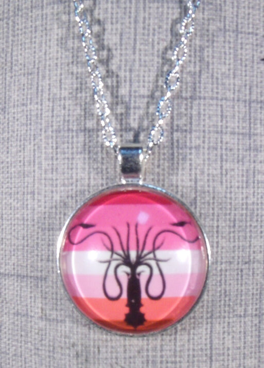 GOT Greyjoy Kracken Lesbian Pride Round Pendant Necklace