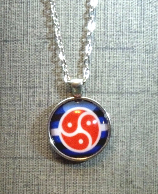 Leather Pride Red Triskelion Round Pendant Necklace