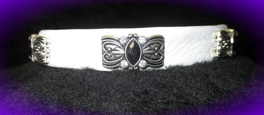 White Leather Dress Collar
