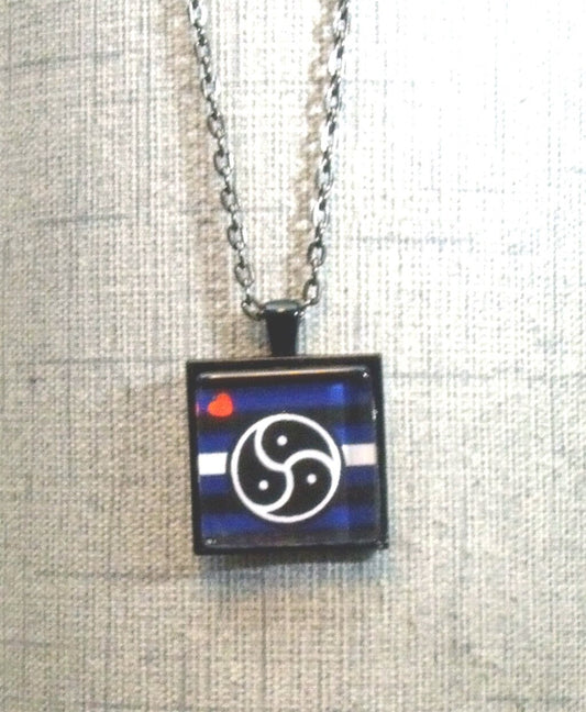Leather Pride Triskelion Square Necklace