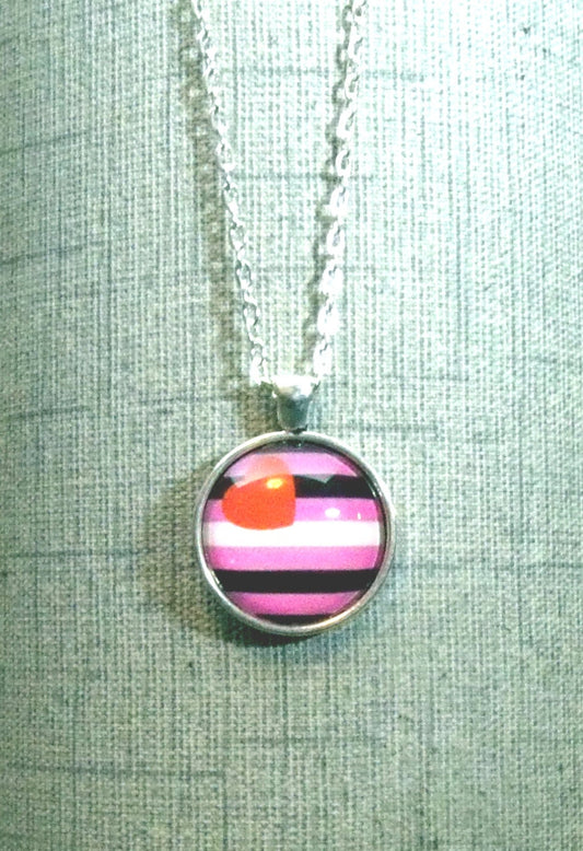 Leather Girl Pride Round Pendant Necklace
