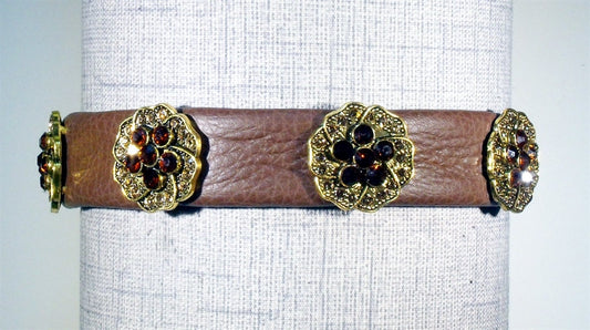 Amber & Gold Dress Collar/Choker - BrownLeather