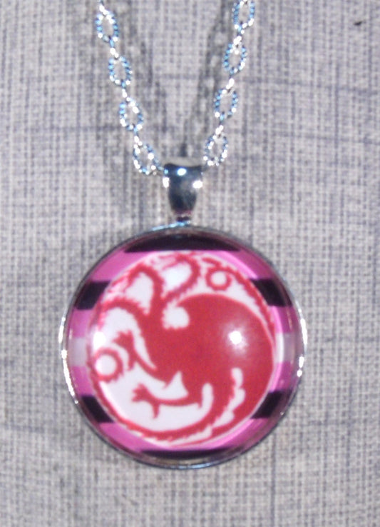 GOT Danerys Targaryan Leather Girl Pride Round Pendant Necklace
