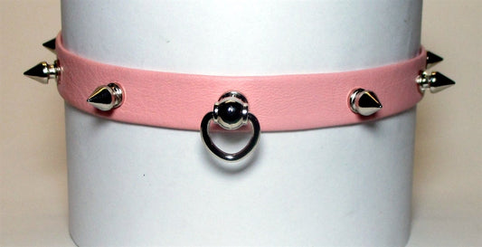 Pink Dress Collar/Choker w/Spikes