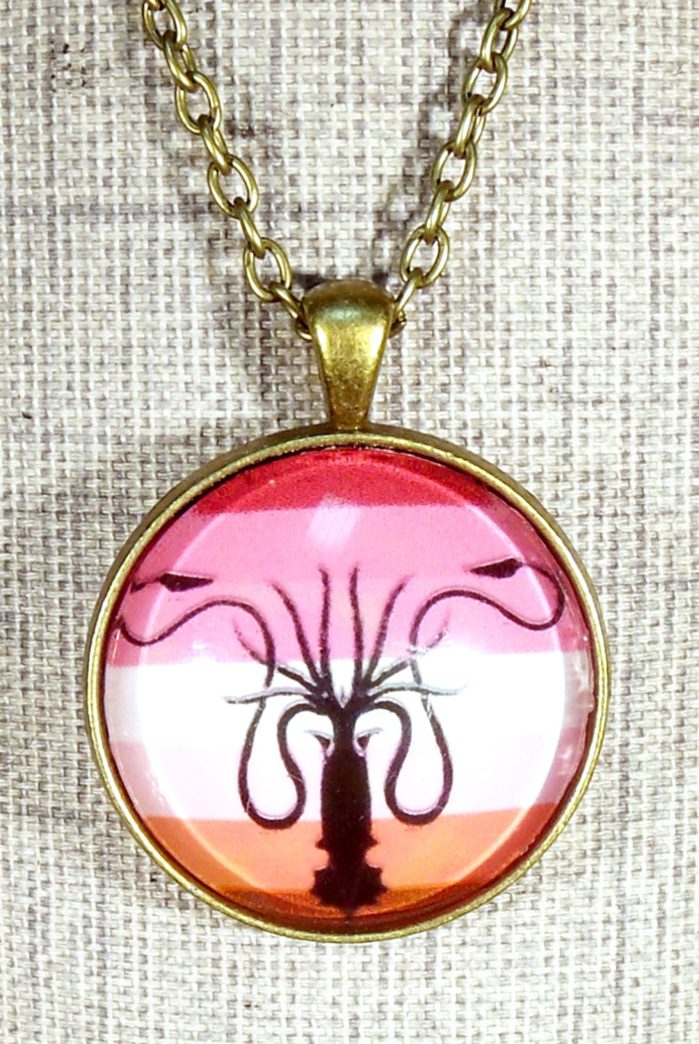 GOT Greyjoy Kracken Lesbian Pride Round Pendant Necklace