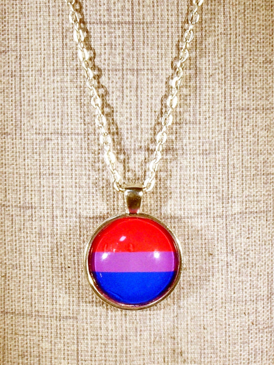 Bisexual Pride Round Pendant Necklace