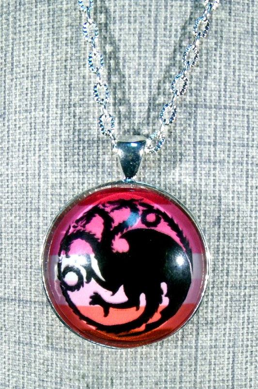 GOT Danerys Targaryan Lesbian Pride Round Pendant Necklace